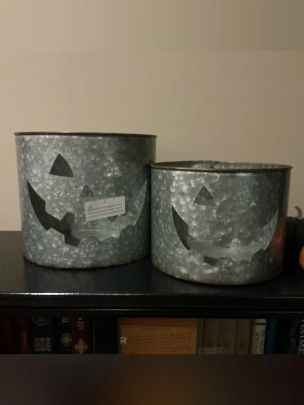 2 NEW Galvanized Halloween Jack-o-Lantern Buckets 🎃